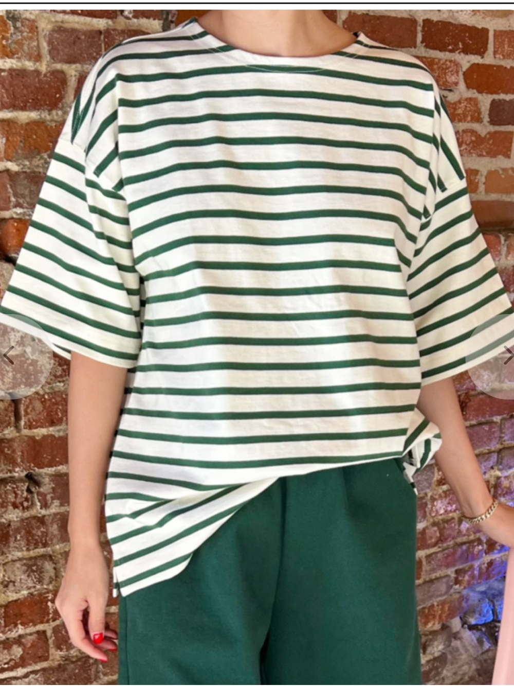 Striped Green & White Short Sleeve Tee